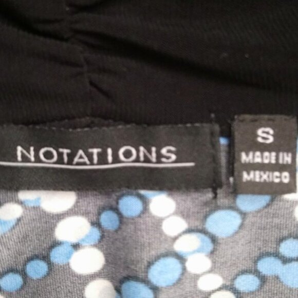 NOTATIONS Blue Black 2-Piece Look Top Blouse Shirt Sz S Detachable Necklace - Picture 4 of 4